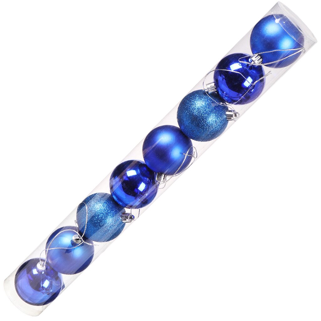 Елочный шар 8 шт, синий, 6 см, SYCB17-618
