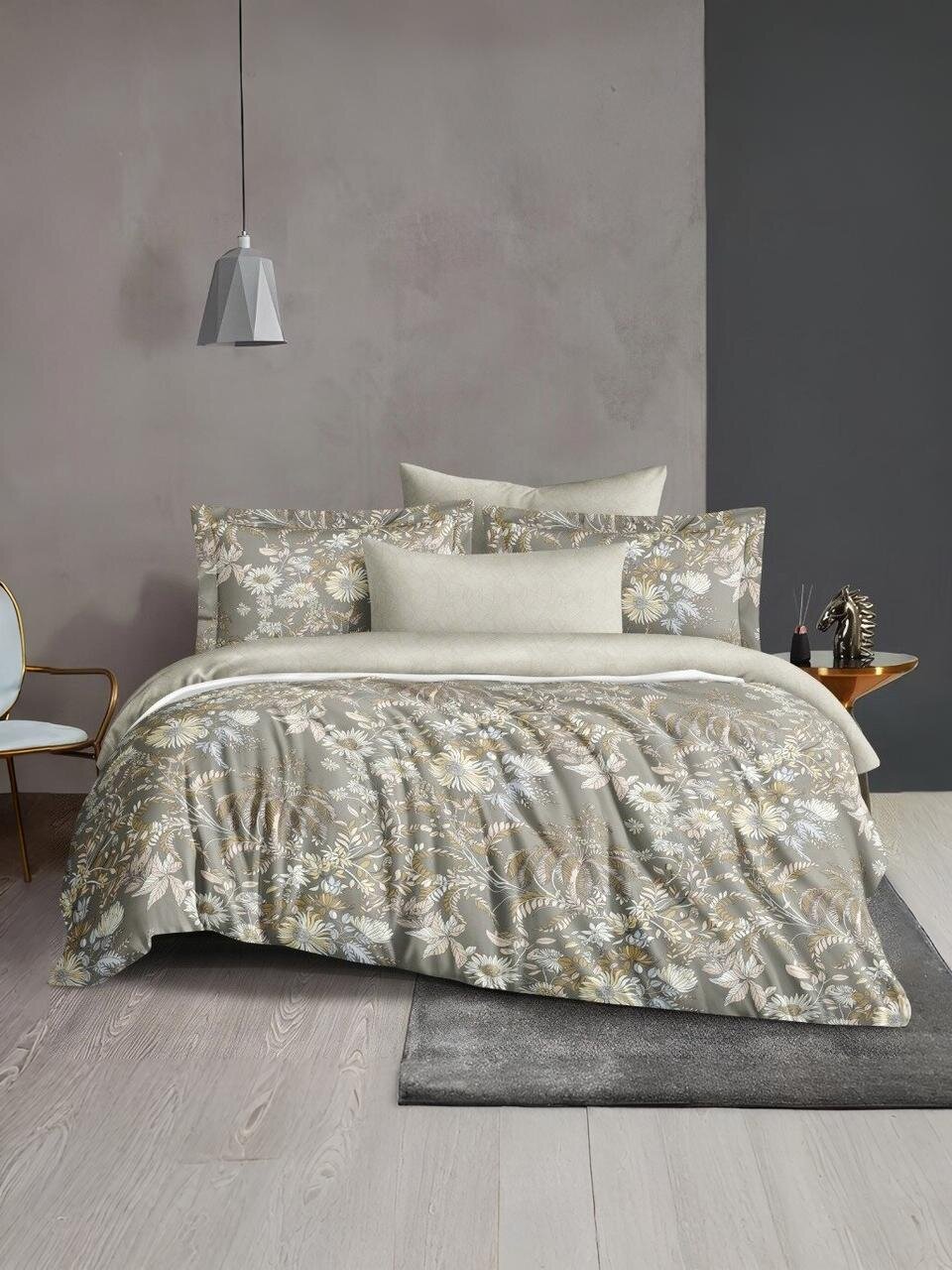 Постельное белье 2-спальное, простыня 200х220 см, 2 наволочки 70х70 см, пододеяльник 175х215 см, Silvano, сатин, Цветы Мультиколор 20/042-SLC/SLV