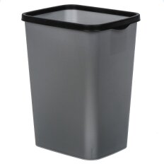 Контейнер для мусора пластик, 20 л, прямоугольный, с фиксатором, серый металлик, черный, Violet, Tandem, 842258