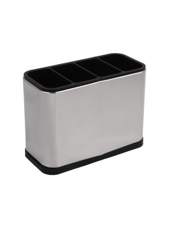 Подставка для столовых приборов, пластик, прямоугольная, 18х13х8.5 см, серебристая, Vetta, 485-198