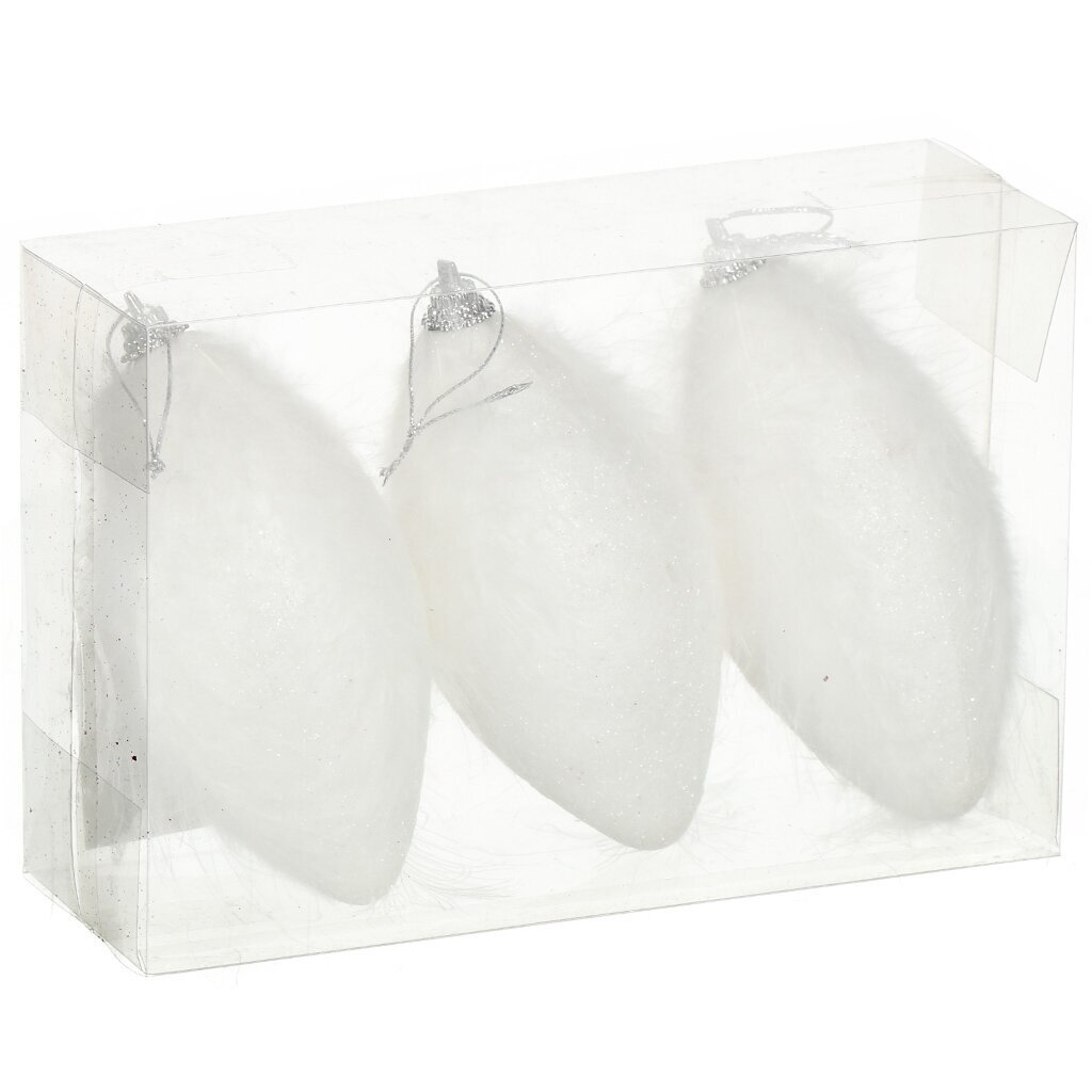 Елочный шар 3 шт, белый, 11.5х6 см, SYPMPB--112156