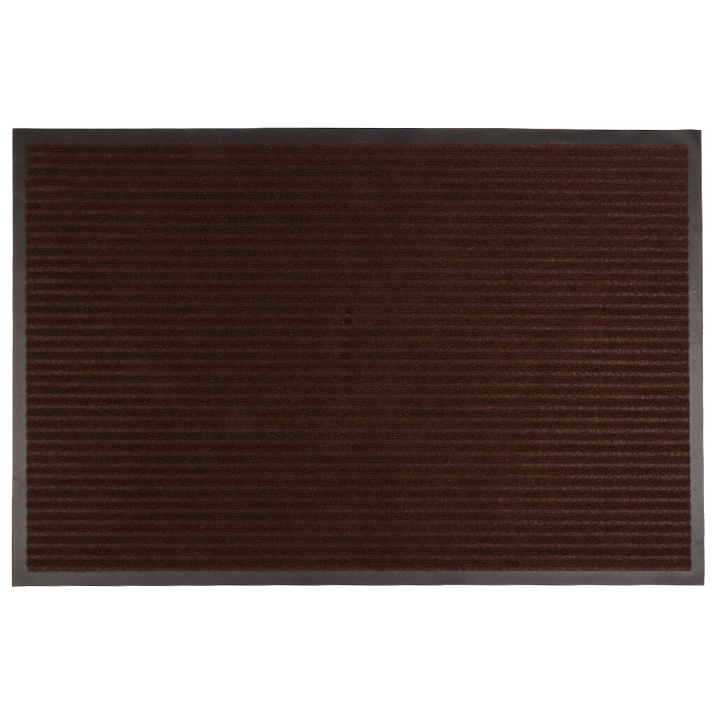 Коврик грязезащитный, 60х90 см, прямоугольный, резина, с ковролином, ребристый, коричневый коврик inspire hr lenzo 40x60 см резина коричневый