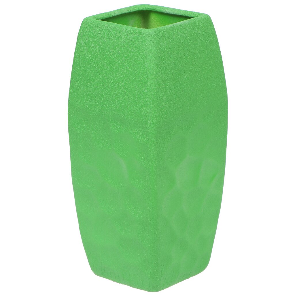 Ваза для цветов керамическая настольная, 35 см, Эффект кожи зеленая