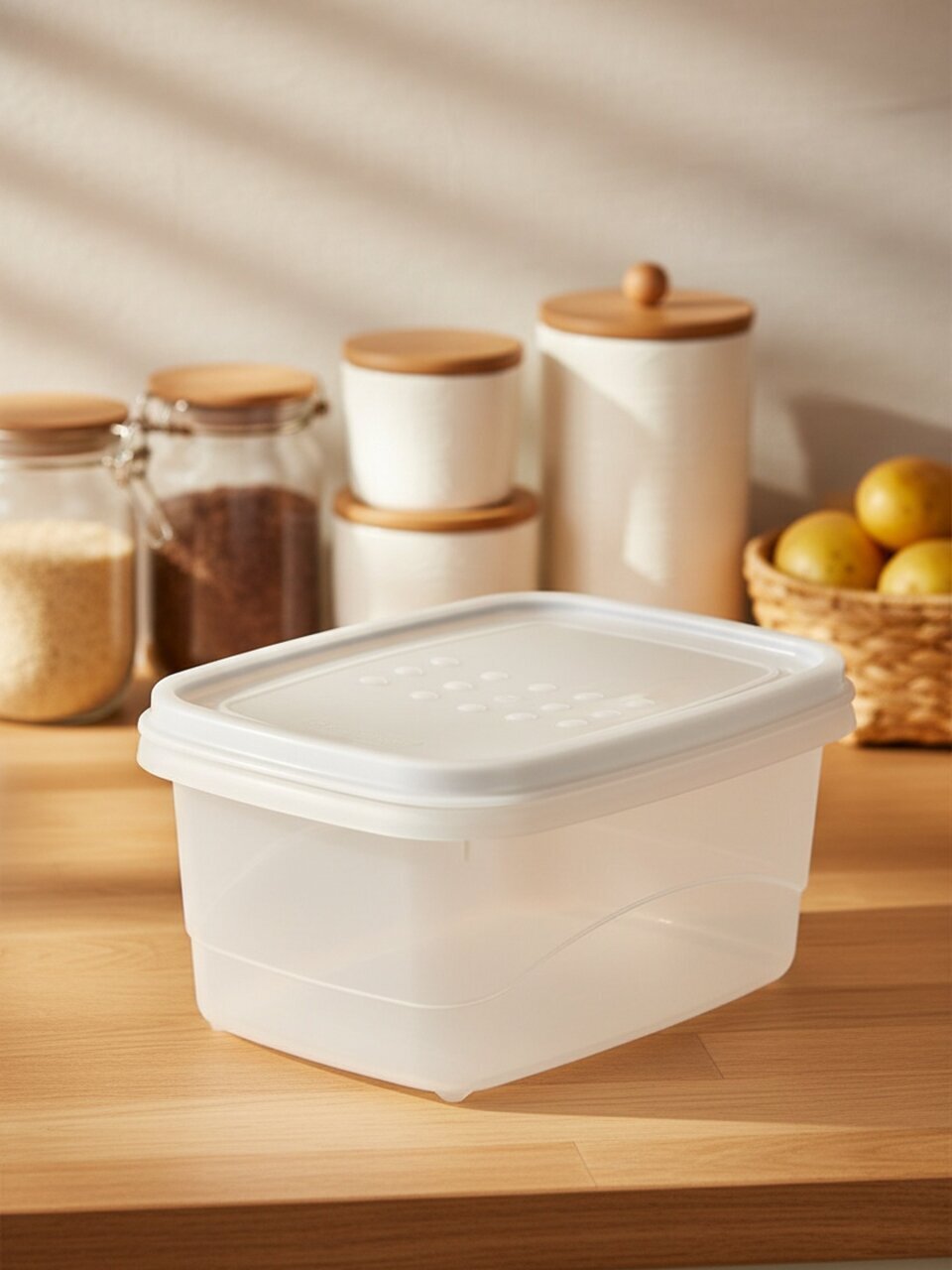 Контейнер пищевой пластик, 0.6 л, 14.3х10х7.2 см, пепельный жемчуг, прямоугольный, Plast team, Bergen, PT113111024