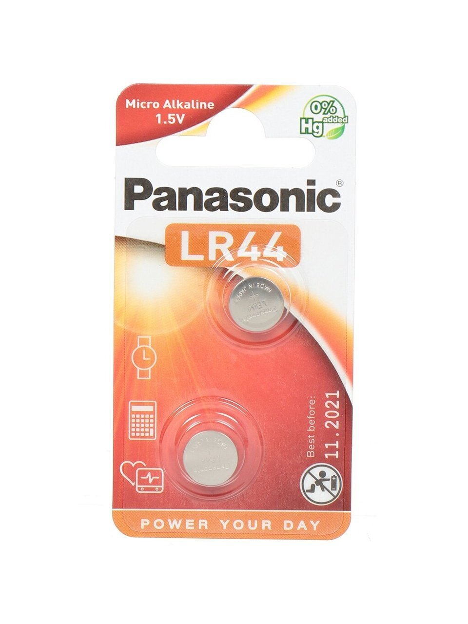 Батарейка Panasonic, LR44 (357A, G13), щелочная, 1.5 В, блистер, 2 шт, 7478