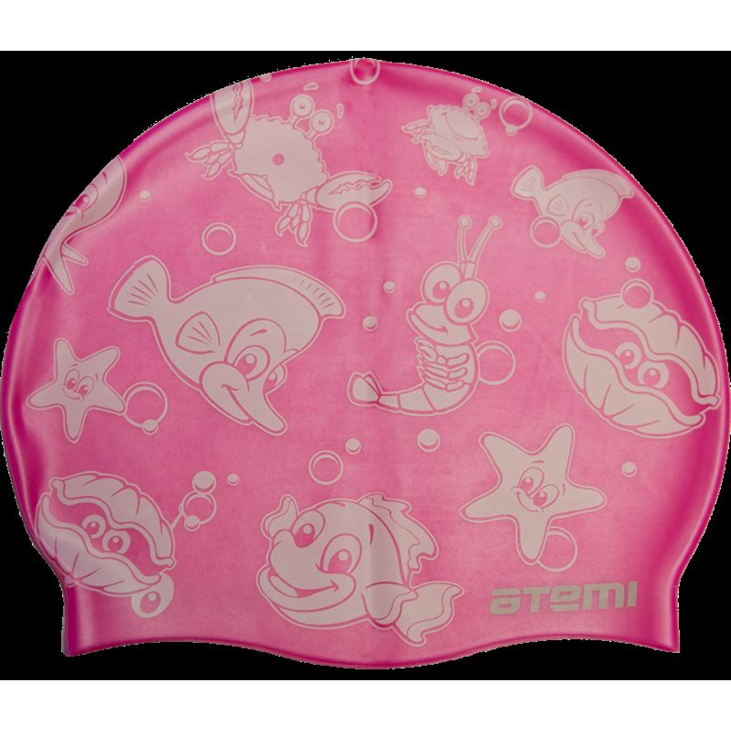 Шапочка для плавания Atemi, силикон, розовая (морская фауна), дет., PSC309, 00-00001524