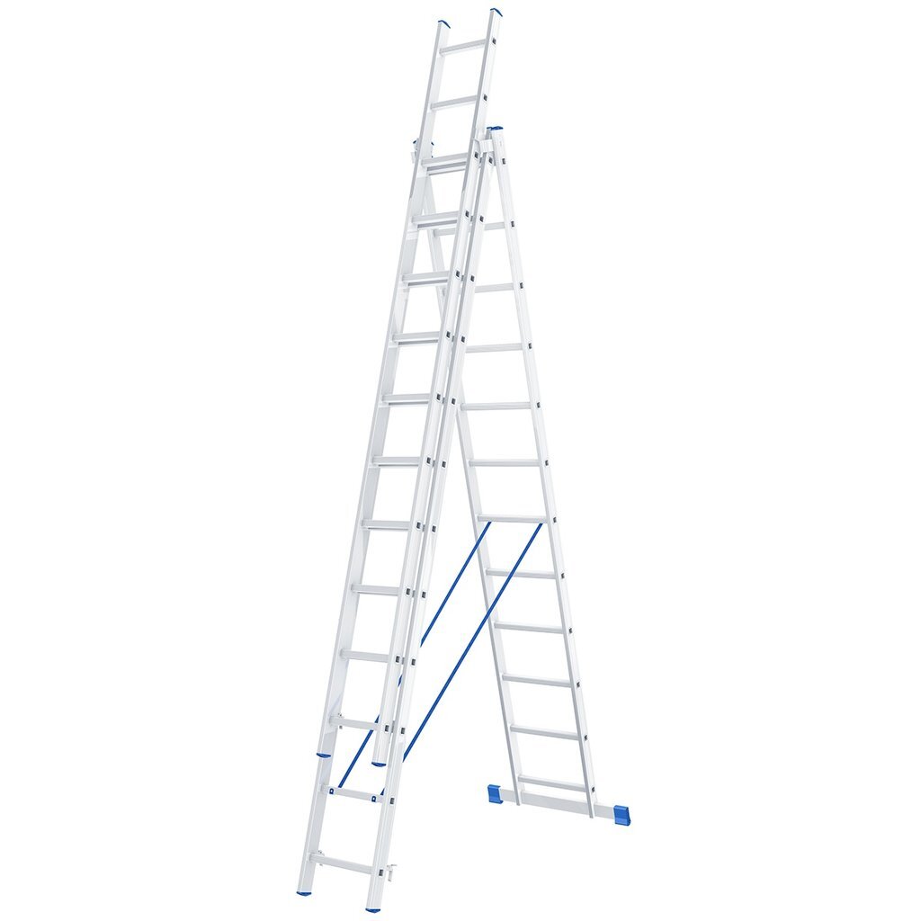 Лестница 3 секции, 12 ступеней, алюминий, 7.86 м, 150 кг, Сибртех, 97822
