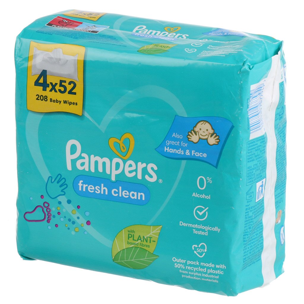 Салфетки влажные Pampers Fresh Clean 4х52 шт 849₽