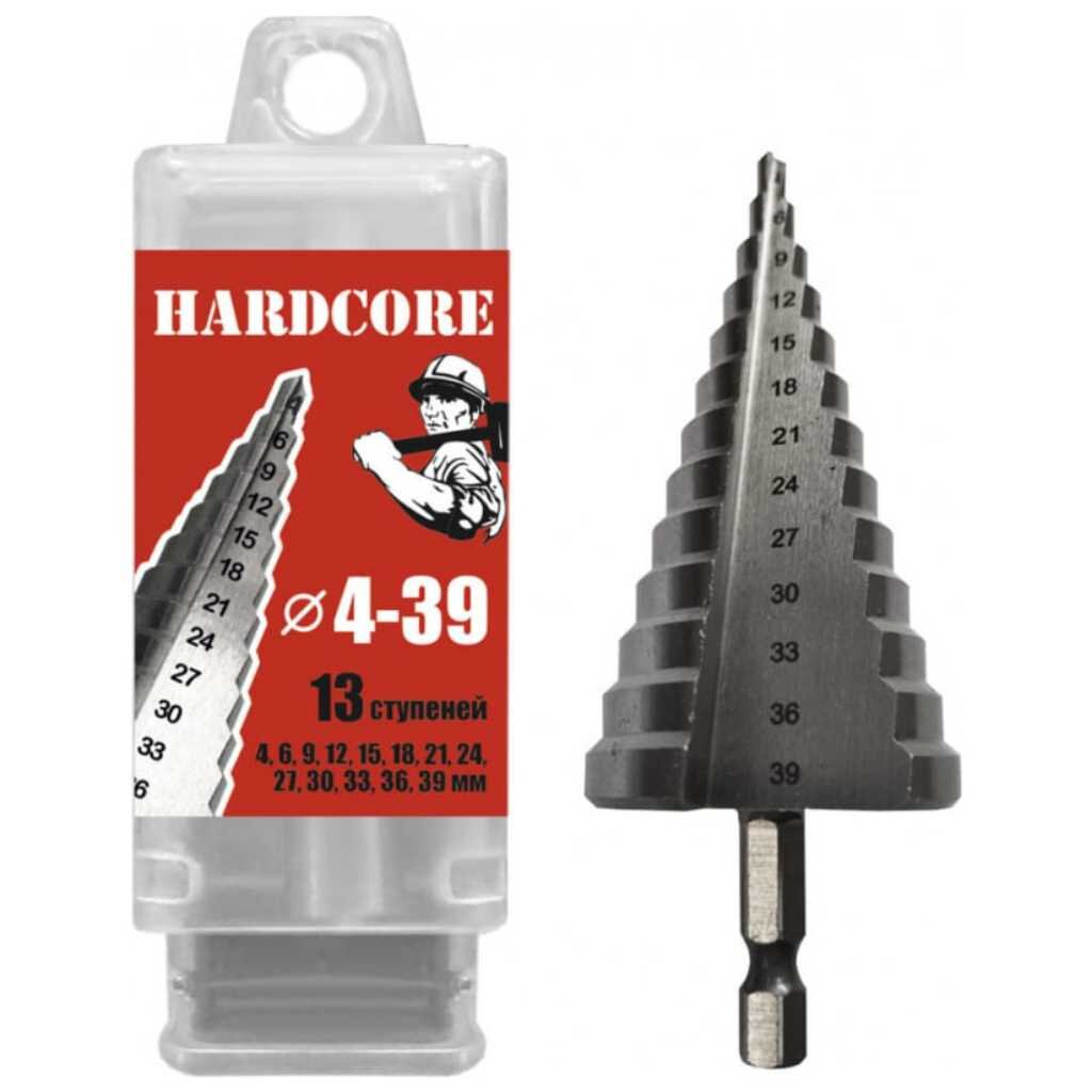 Сверло по металлу, шаговое, Hardcore, 4-39 мм (13 ступ.), шестигранник, 142439 модульное шаговое реле finder