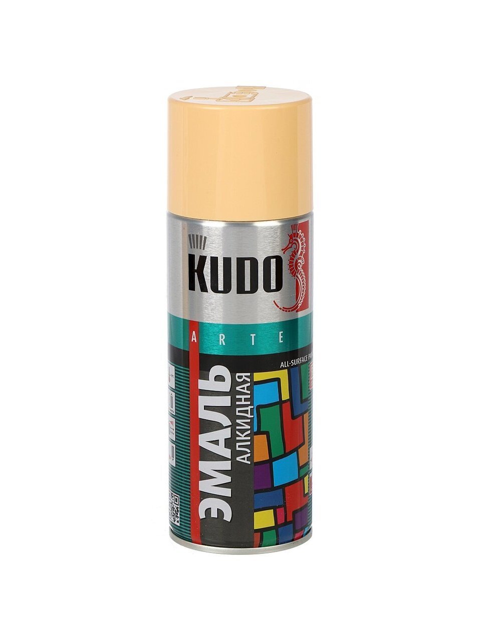Эмаль аэрозольная, KUDO, KU-1009, универсальная, алкидная, глянцевая, бежевая, 520 мл