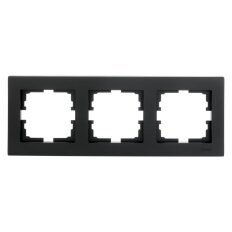 Рамка трехпостовая, горизонтальная, пластик, черный бархат, без вставки, Lezard, Vesna, 742-4200-148