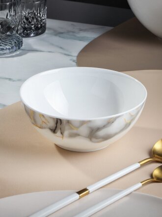 Салатник стеклокерамика, круглый, 18х7.4 см, 0.95 л, Флюид, Daniks, серый