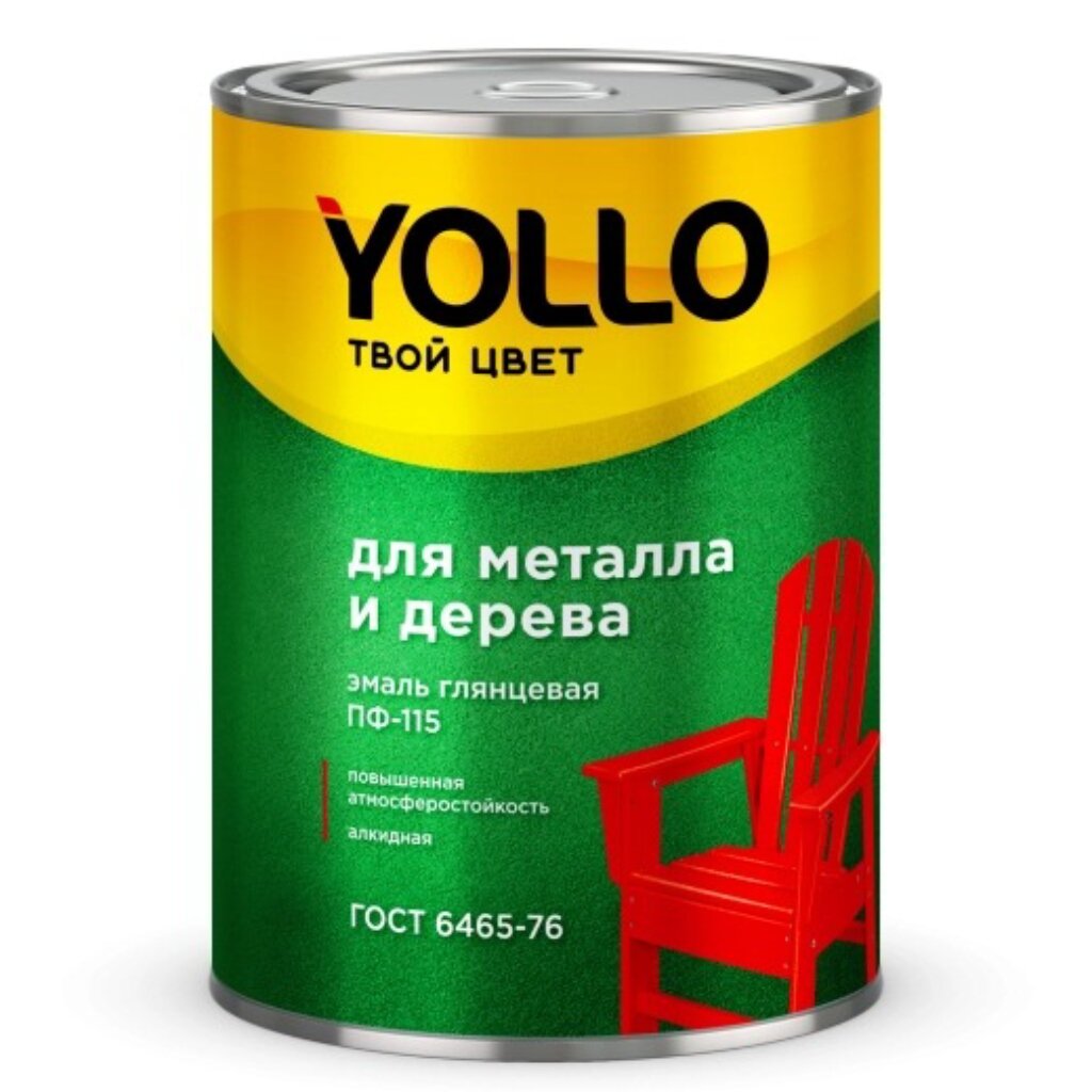 Эмаль Yollo, ПФ-115, для внутренних и наружных работ, алкидная, глянцевая, салатная, 0.9 кг эмаль yollo пф 115 для внутренних и наружных работ алкидная глянцевая салатная 1 9 кг
