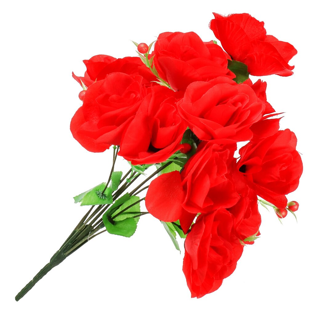 Цветок искусственный декоративный пасхальный, Роза с ягодками, 38 см, FE085