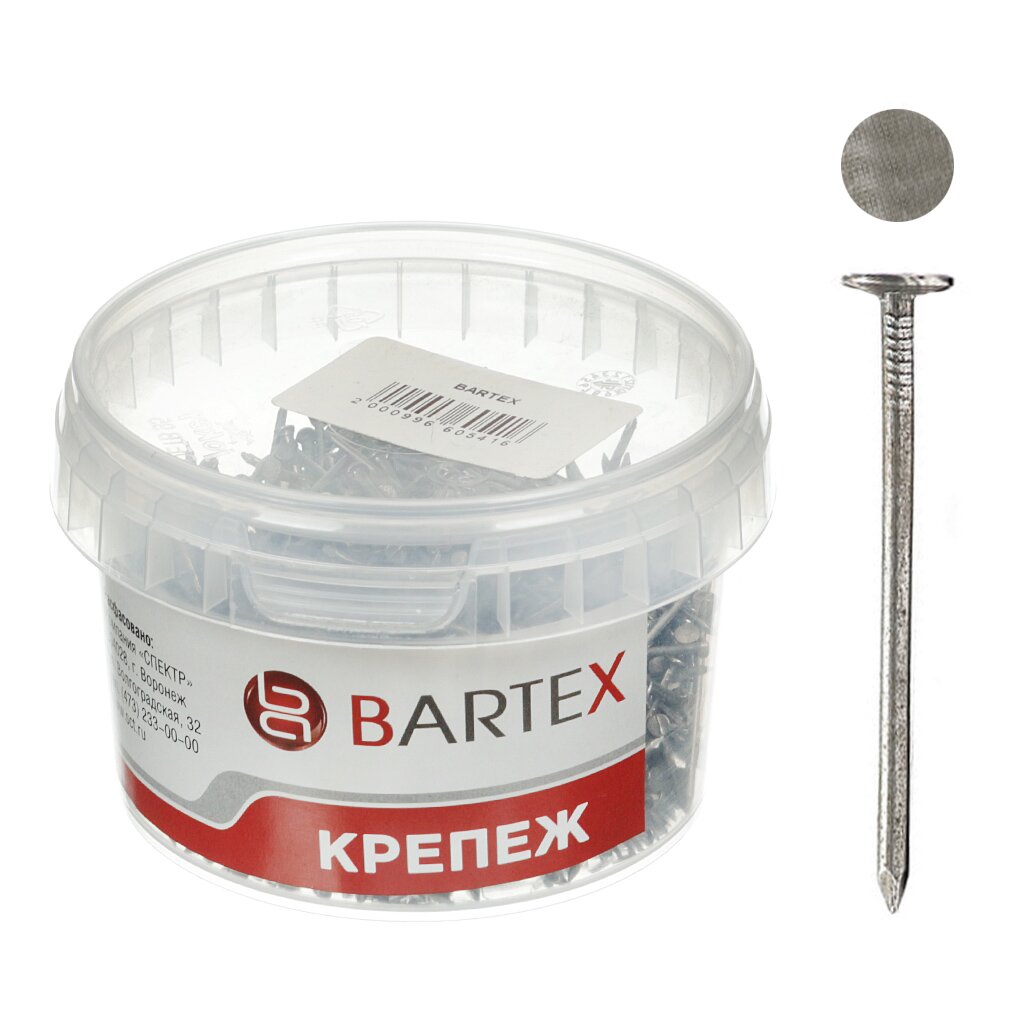 Гвоздь толевый, диаметр 2.5х32 мм, 0.3 кг, в банке, Bartex гвоздь строительный диаметр 4х100 мм 1 кг в банке bartex
