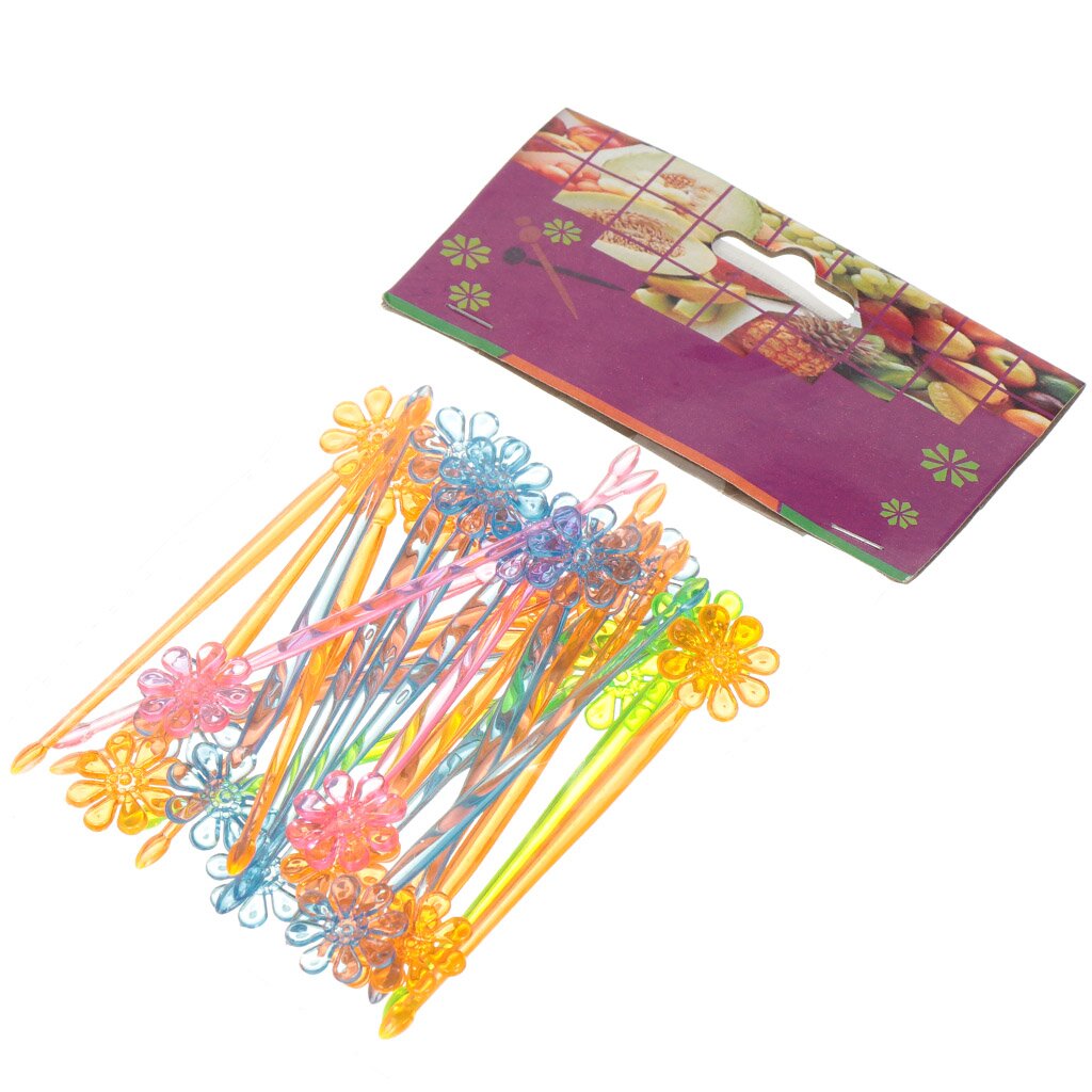 Шпажки декоративные пластик, 8.5 см, 24 шт, Цветок, Y3-600 шпажки для канапе boomzee