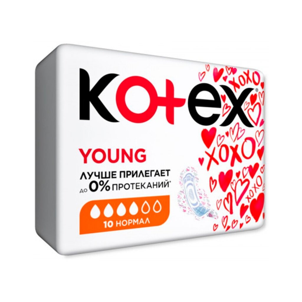 Прокладки женские Kotex, Young Normal, 10 шт, для девочек подростков, 4426