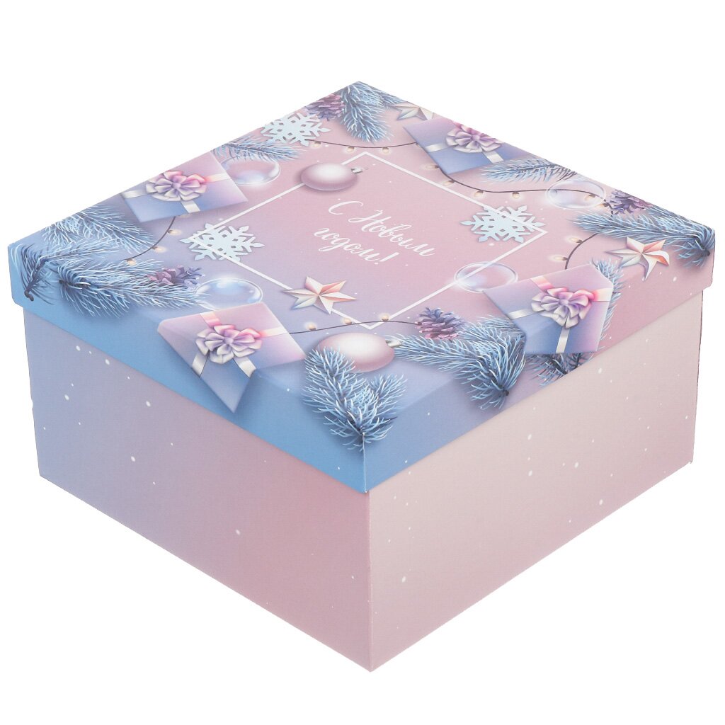 Подарочная коробка картон, 23х23х13 см, квадратная, Зимняя сказка, Д10103К.372.1 подарочная коробка картон 19х19х9 см квадратная время чудес д10103к 200 3