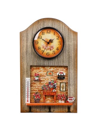 Ключница Часы, 29х48х4 см, МДФ, 6 крючков, Y4-6707