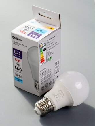 Лампа светодиодная E27, 10 Вт,  Вт, 220 В, ГРУША, 6500 К, холодный белый свет, Lofter