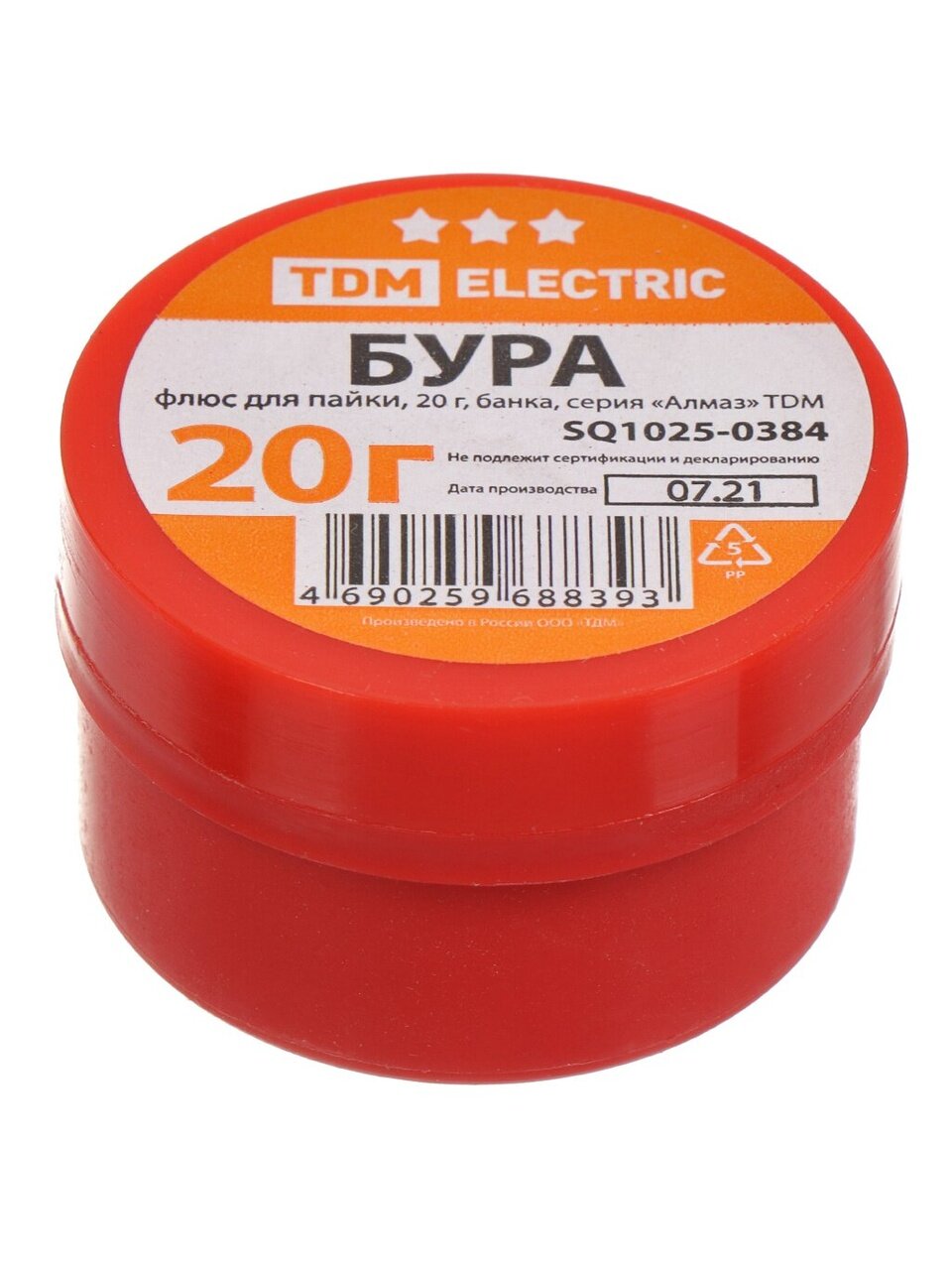 Флюс для пайки БУРА, TDM Electric, Алмаз, 20 г, банка, SQ1025-0384
