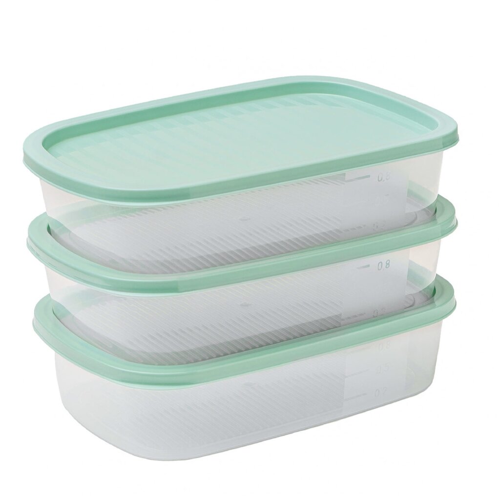 Контейнер пищевой пластик, 1 л, 3 шт, прямоугольный, Sparkplast, BioFresh, IS10712 контейнер пищевой стекло 1 л прямоугольный с пластм крышкой limpido 005481