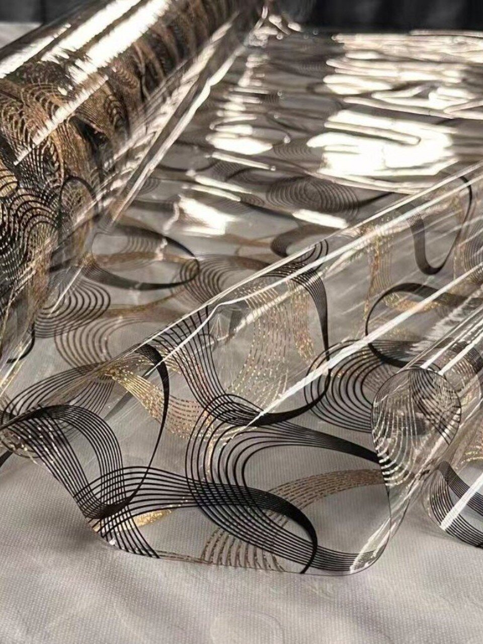 Клеенка Dekorelle, Декор, 1.2х20 м, силикон, золото/прозрачный фон, 243-G