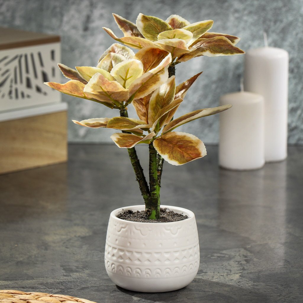 Цветок искусственный в кашпо, 29 см, Y4-6954 кашпо величие белое керамика 1 2 л 1 сорт иран