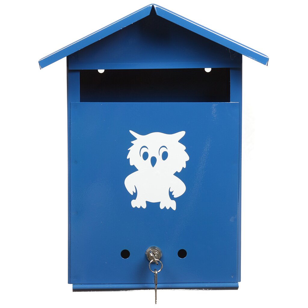 Ящик почтовый синий, с китайским замком, домик, Сова почтовый ящик без замка металл синий