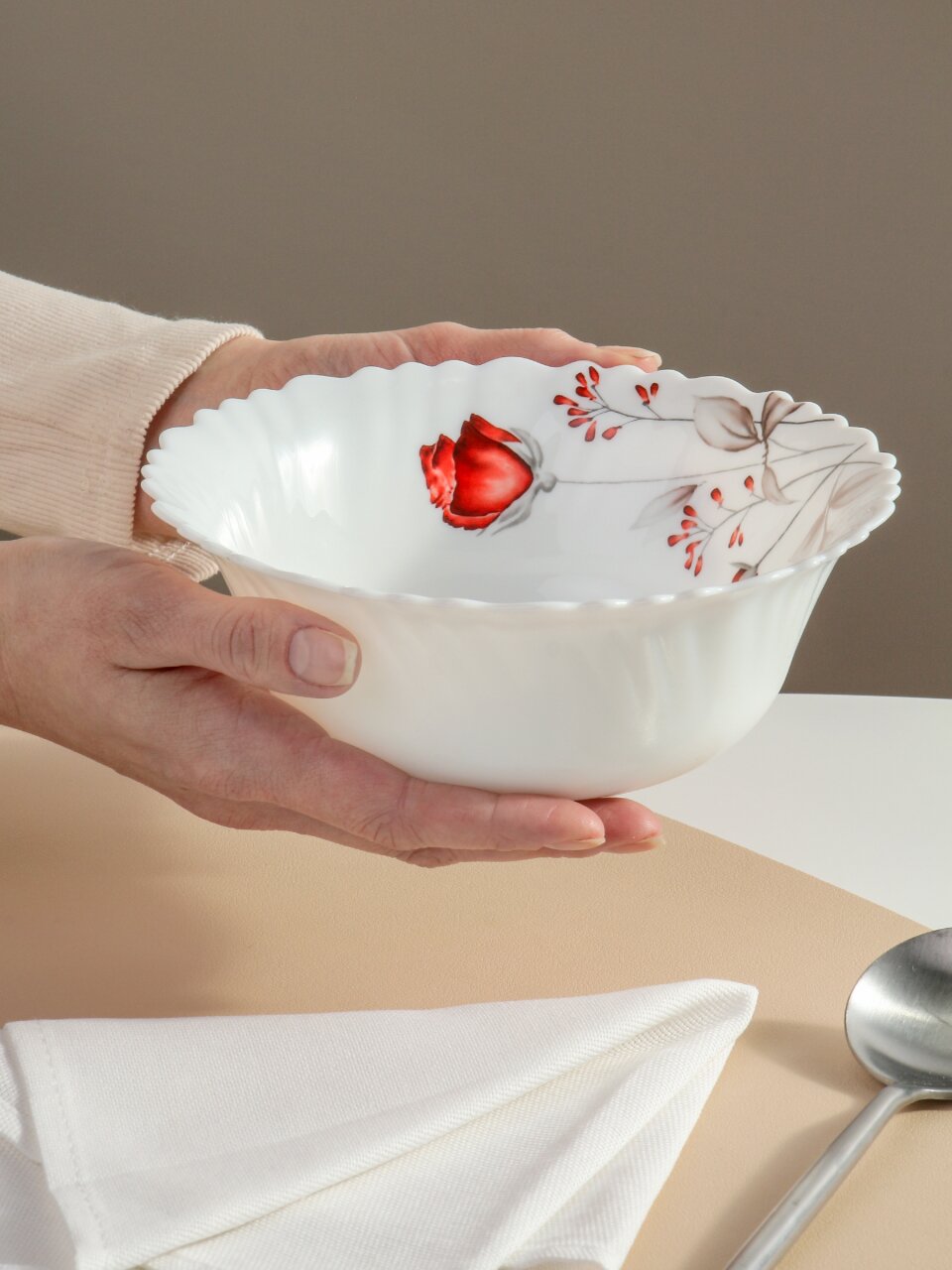 Салатник стеклокерамика, круглый, 18х6.5 см, 0.8 л, Вероника, Daniks, LHW70/220303