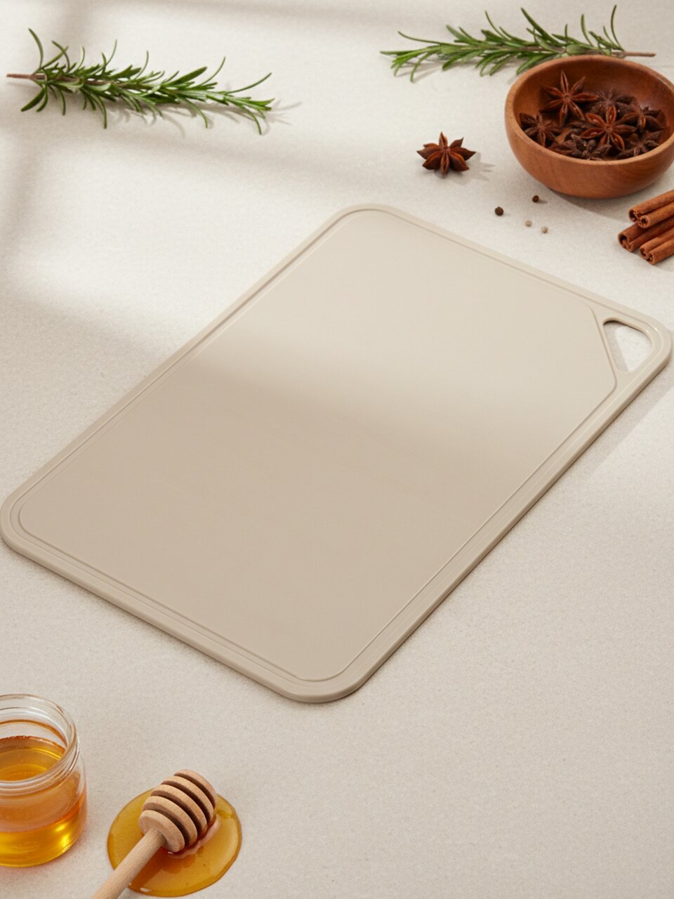 Доска разделочная пластик, 29х20х0.5 см, с ручкой, латте, прямоугольная, Sugar&amp;amp;Spice, Honey, SE149812005