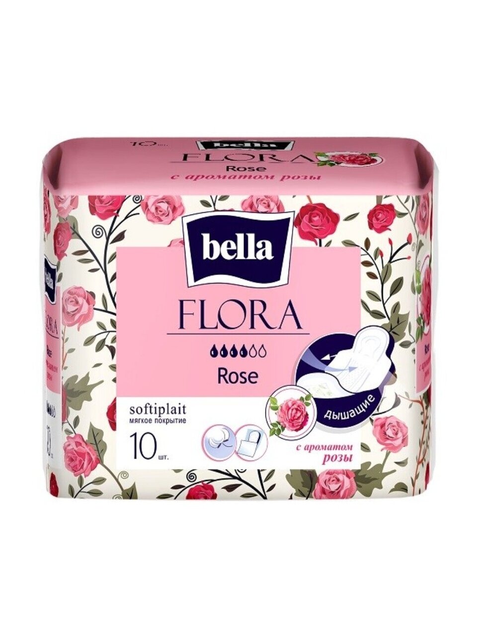Прокладки женские Bella, Flora, ежедневные, 10 шт, с ароматом розы, BE-012-RW10-096