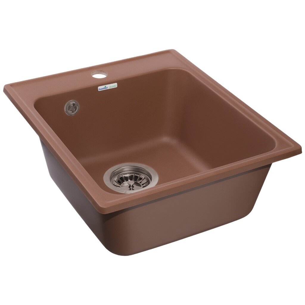 Мойка кухонная врезная, GranFest, Quarz, кварцевый песок, 418х477 мм, без сифона, терракот, GF-Z17