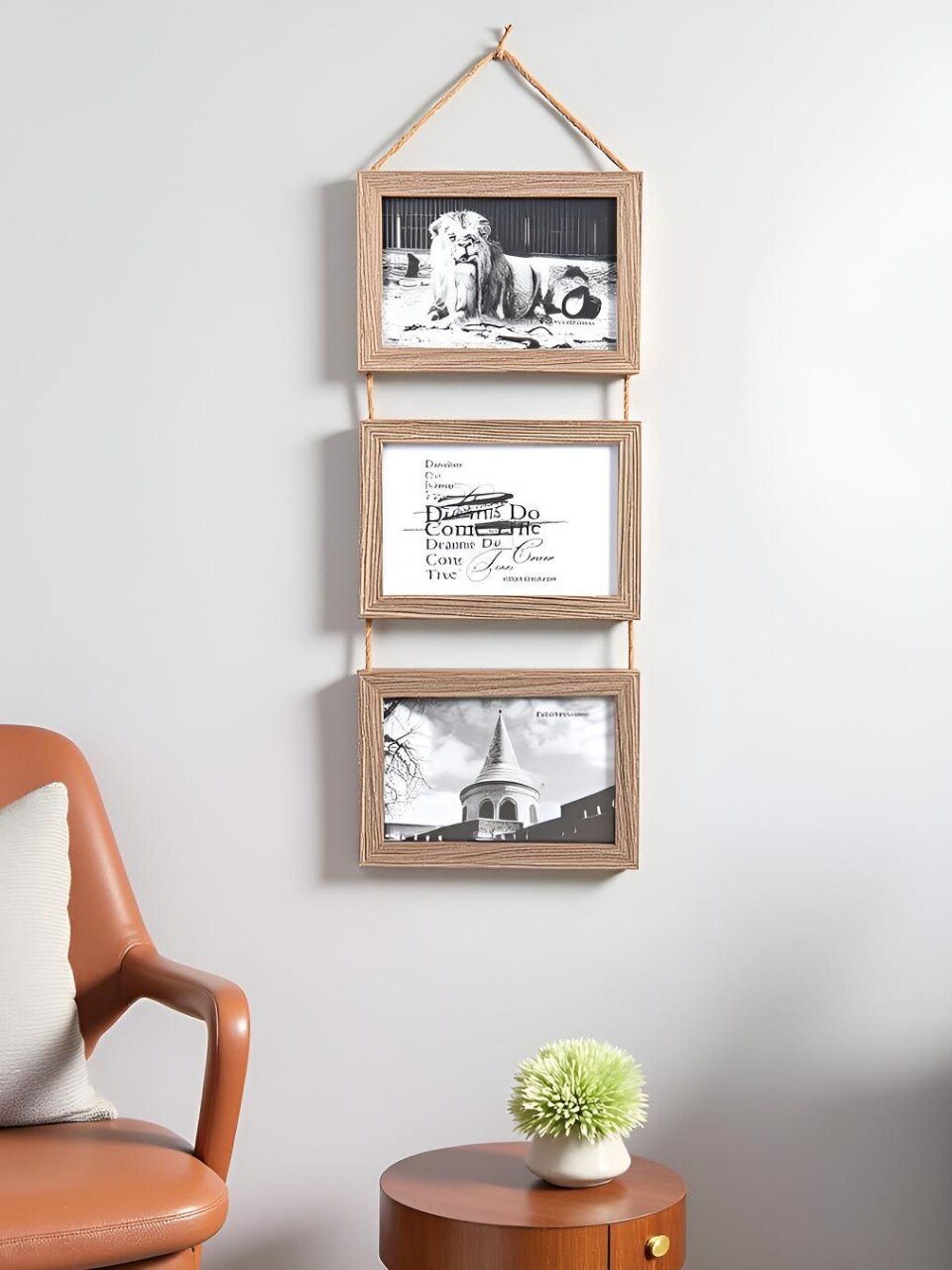 Фоторамка-коллаж на 3 фото, 49х17 см, фото 10х15 см, МДФ, коричневая, Y4-6749