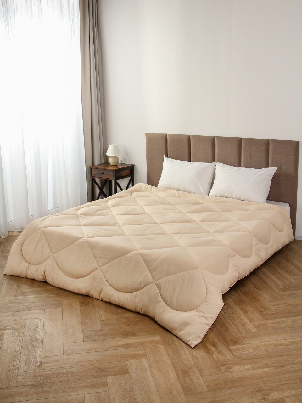 Одеяло 2-спальное, 172х205 см, Верблюжья шерсть, 400 г/м2, зимнее, чехол 100% полиэстер, кант, Майская ночь