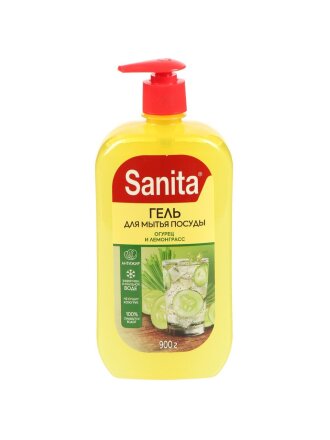 Средство для мытья посуды Sanita, Огурец и лемонграсс, 900 мл