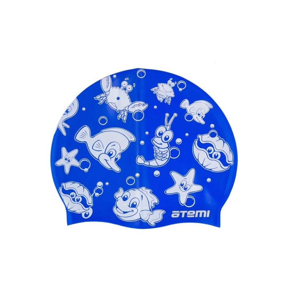 Шапочка для плавания Atemi, силикон, синяя (морская фауна), дет., PSC309, 00000098106