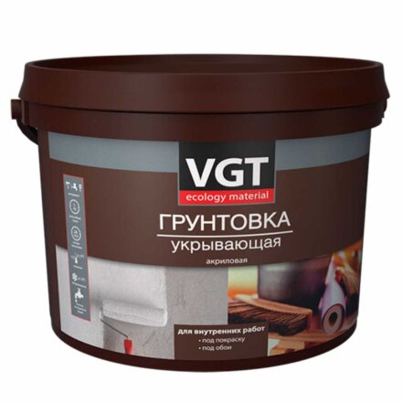 Грунтовка водно-дисперсионная, акриловая, VGT, ВД-АК-0301, для внутренних работ, 15 кг, укрывающая