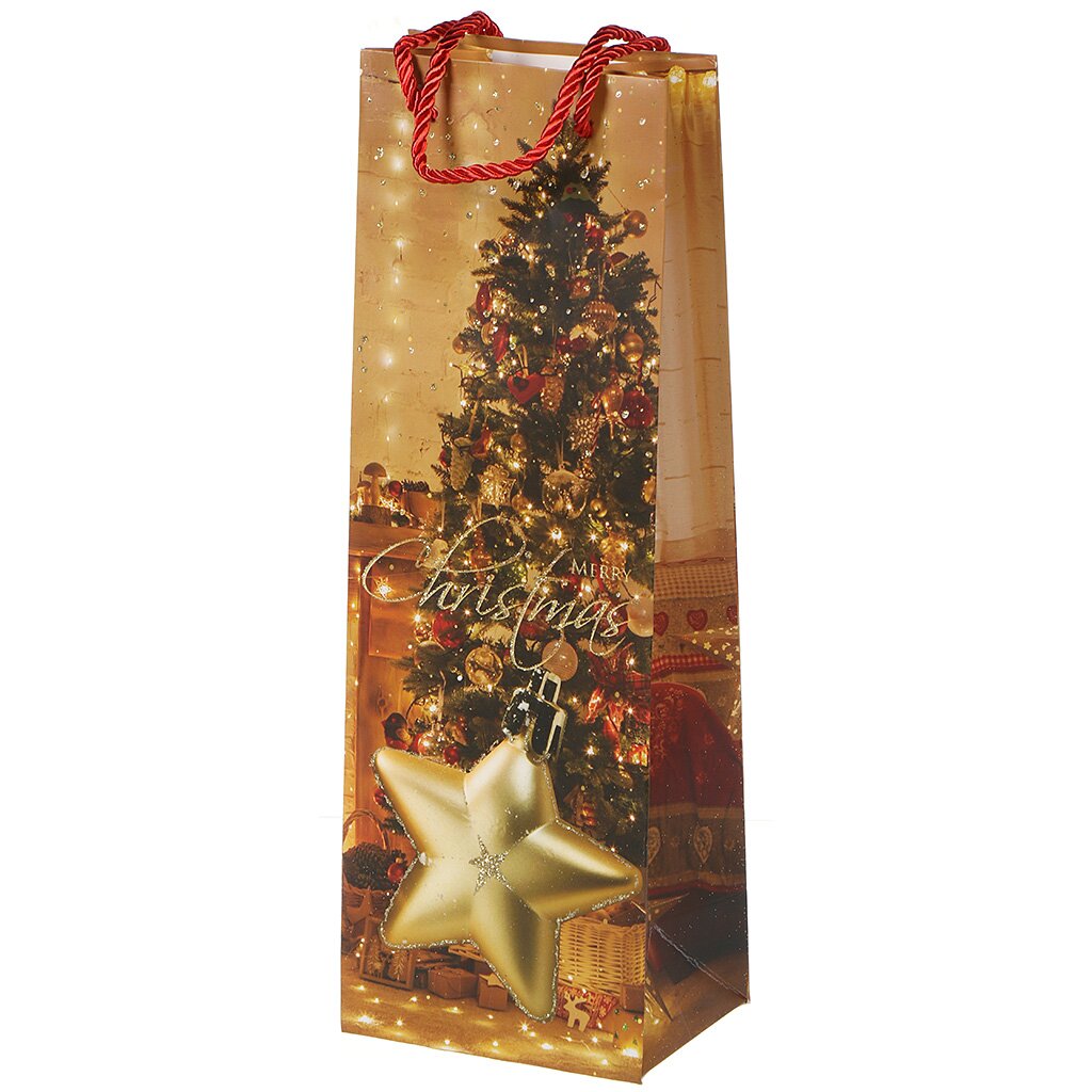 Пакет подарочный бумага, 12.5х10х34.5 см, с рисунком, Y4-7443 крышка рождественской бутылки вина держатели для бутылок с рисунком санта снеговика