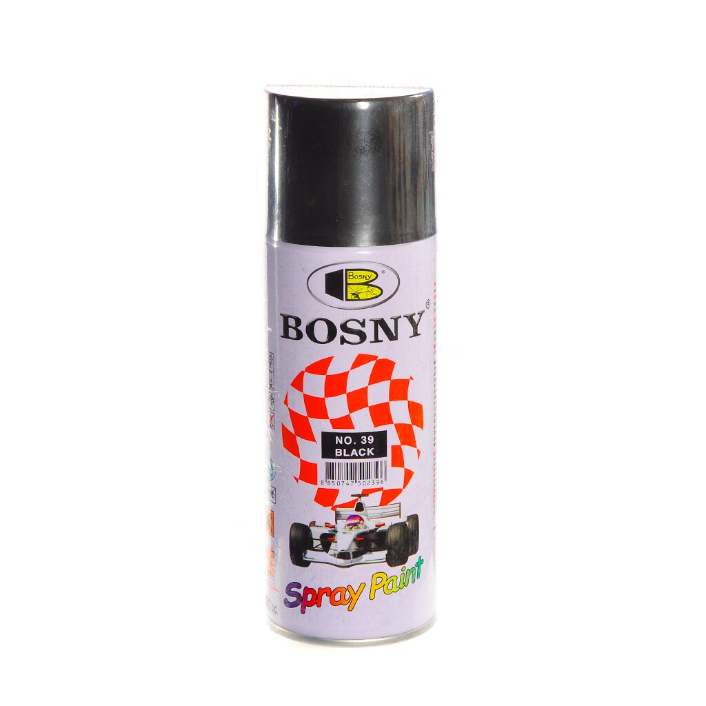 Краска аэрозольная, Bosny, №39, акрилово-эпоксидная, универсальная, глянцевая, черная, 0.4 кг акриловая аэрозольная краска bosny