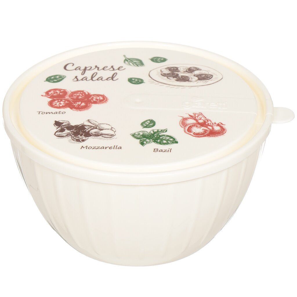 Салатник пластик, круглый, 1.7 л, с крышкой, Vanilla Bono, Sugar&amp;Spice, SE1866-КП