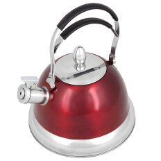Чайник из нержавеющей стали Daniks MSY-022 красный со свистком, 3.5 л