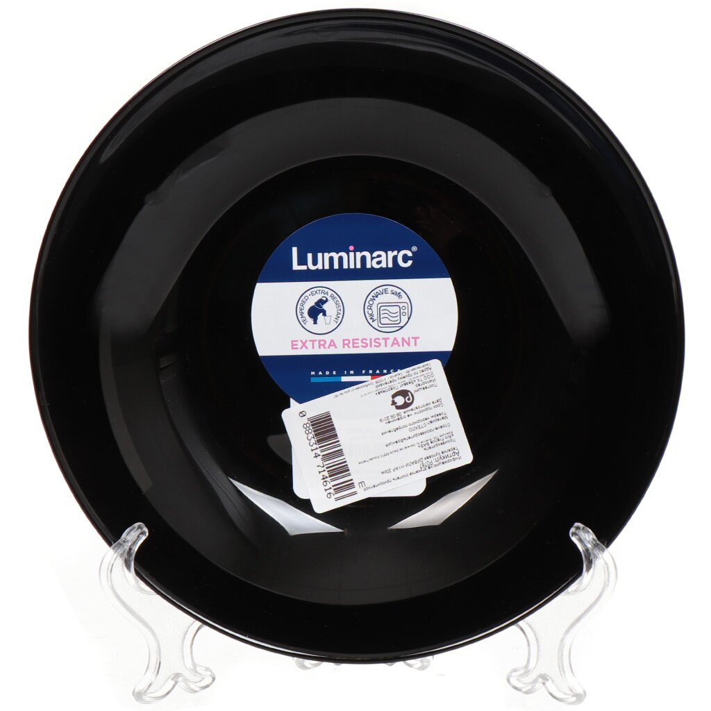 Тарелка суповая, стеклокерамика, 20 см, круглая, Diwali Noir, Luminarc, P0787, черная салатник стеклокерамика круглый 13 см pampille turquoise luminarc q4653 бирюзовый