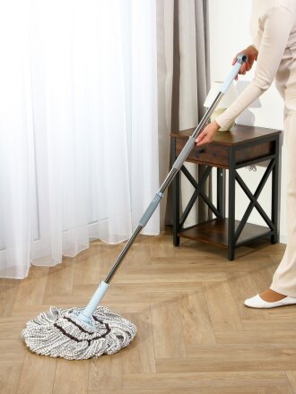 Швабра веревочная, микрофибра, 137 см, белая, с отжимом, A260074