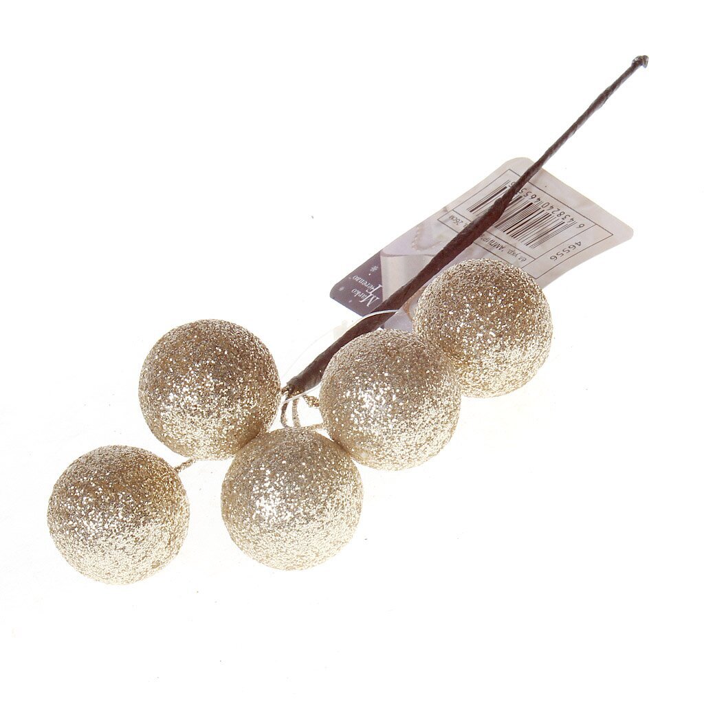 Н.г Елоч укр. 1 шт 26 см Веточка из золотых шаров (белое золото) АМПИР 46557