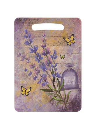 Доска разделочная дерево, 21х29х0.6 см, с ручкой, прямоугольная, Лаванда, Ф-14