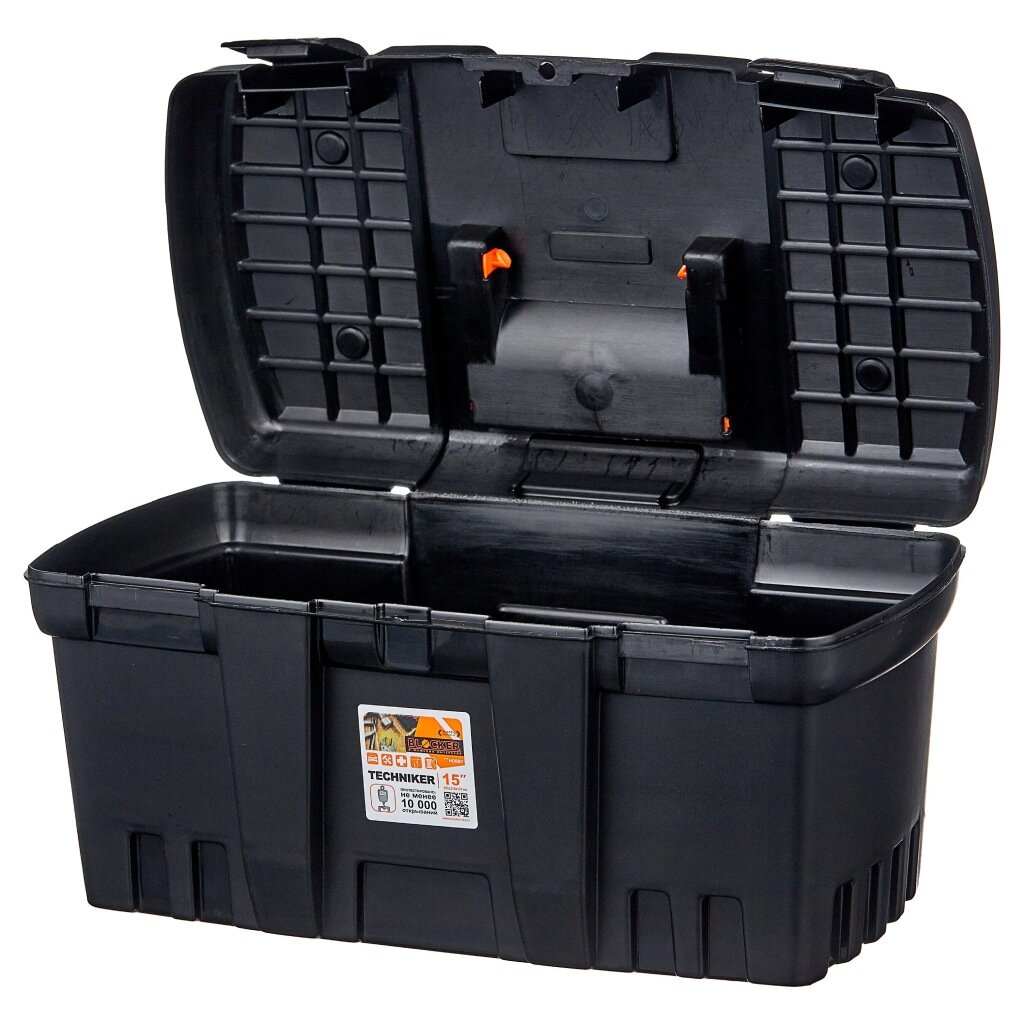 Ящик для инструментов, 15 '', 21х38х19.5 см, пластик, Techniker, черный, BR3747ЧР ящик для инструментов 19 48х23 см пластик bartex морозостойкий замок 27802203