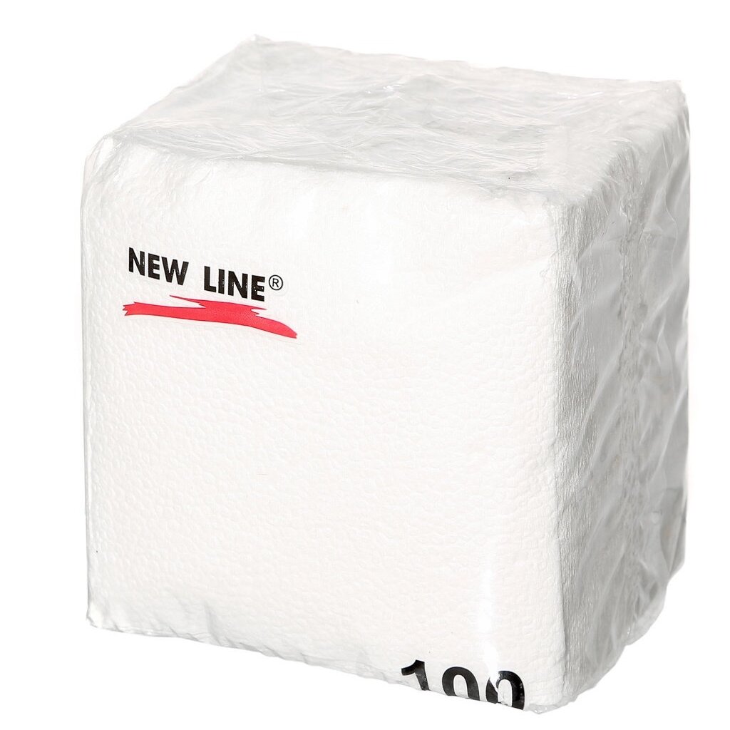 Салфетки бумажные New Line, 100 шт, белые салфетки бумажные 33х33 см 20 шт прямоугольные белые home scroll