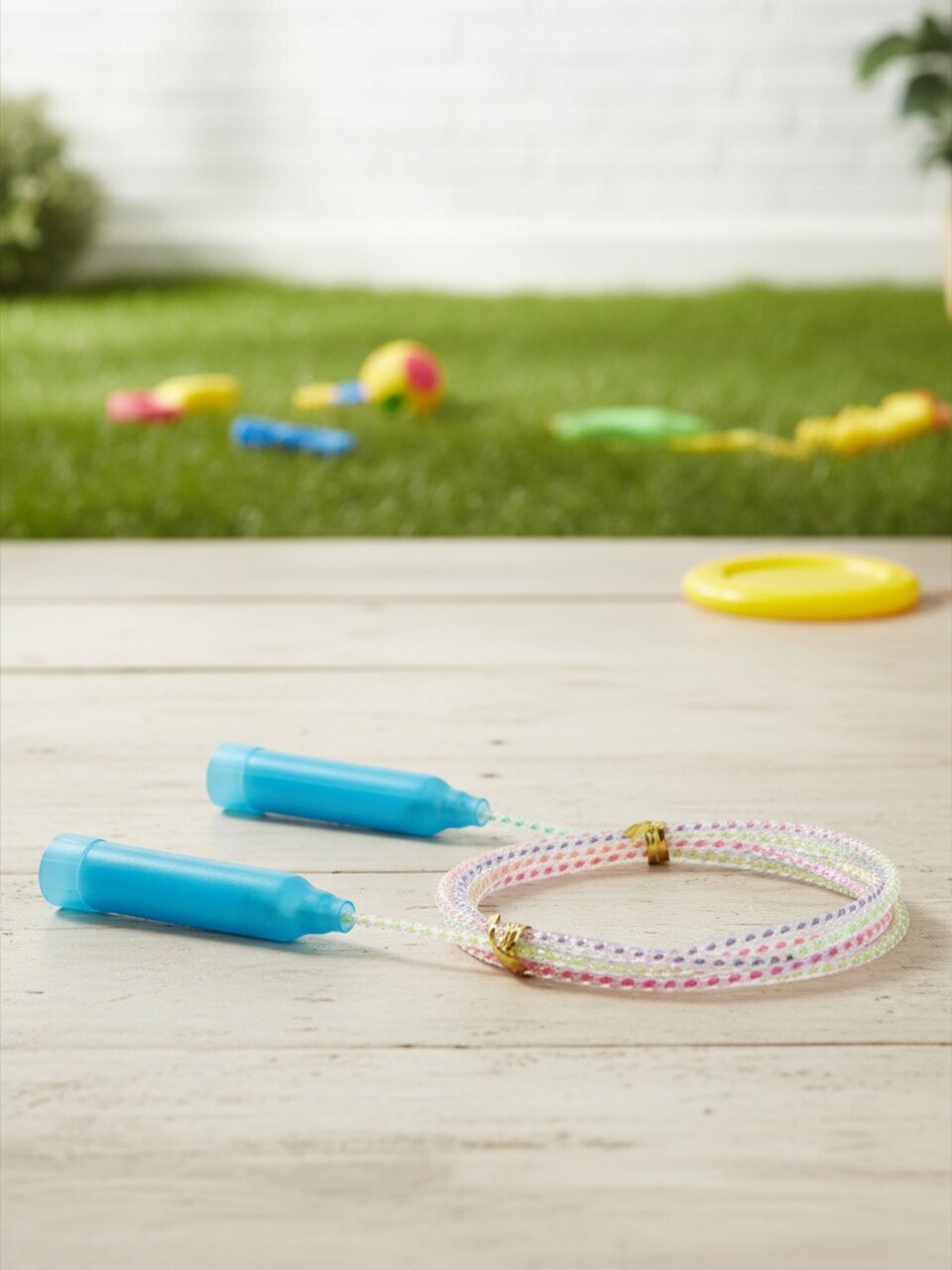 Скакалка 2.3 м, пластик, радужная, d4.3, ручка, ПВХ, в ассортименте, By Sport, 190-029