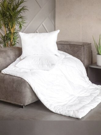 Одеяло 1.5-спальное, 140х205 см, Лебяжий искусственный пух, 300 г/м2, зимнее, чехол 100% хлопок, кант, Verossa